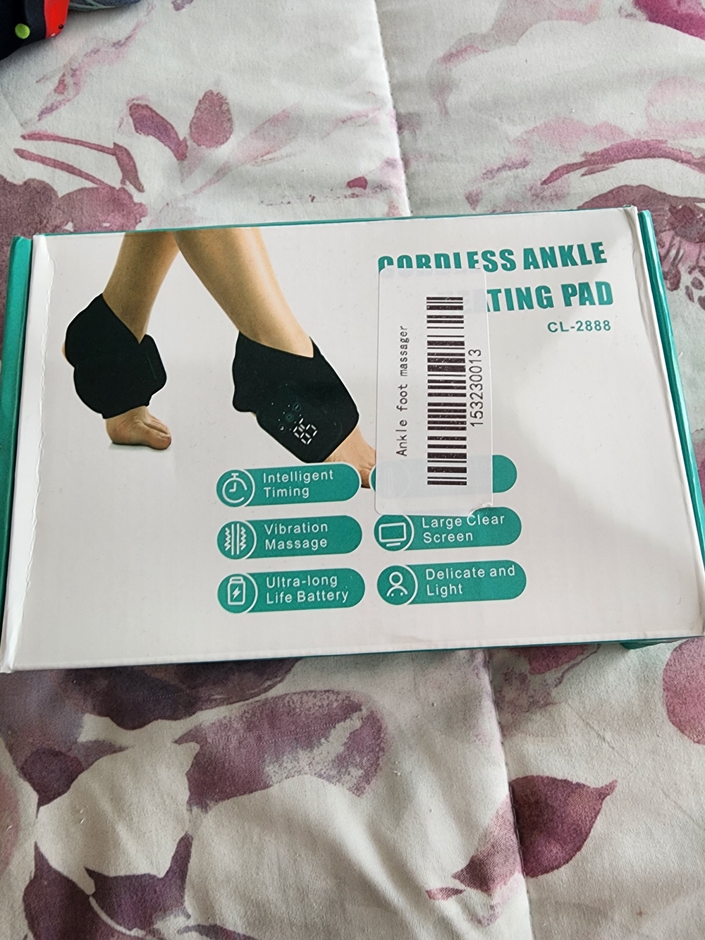 Cordless Ankle Heating/Vibration Pad - Black